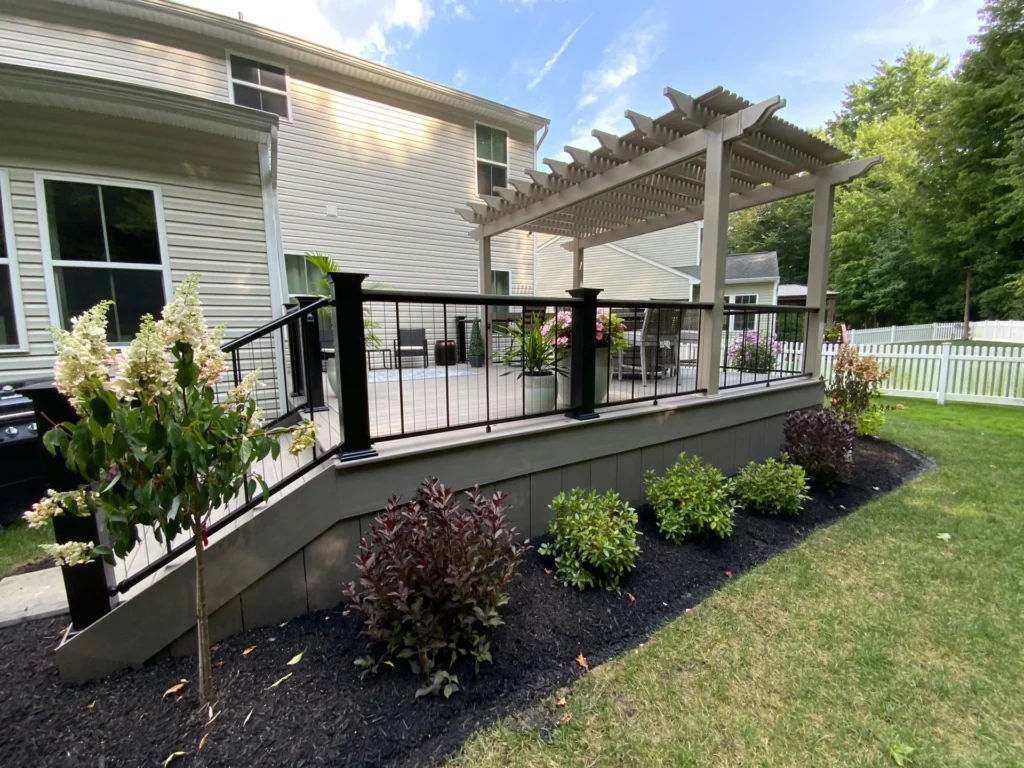 Custom deck built with an affordable deck builders in Akron cost